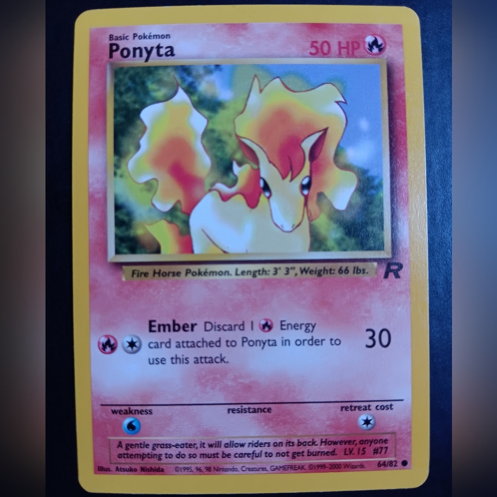 Ponyta Pokemon Card - Team Rocket - NO. 64/82 Common Non-Holo